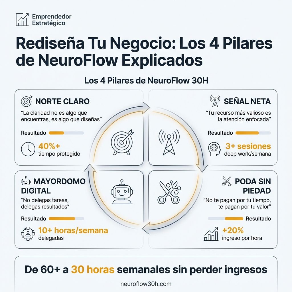 Infografía: Rediseña Tu Negocio: Los 4 Pilares de NeuroFlow Explicados