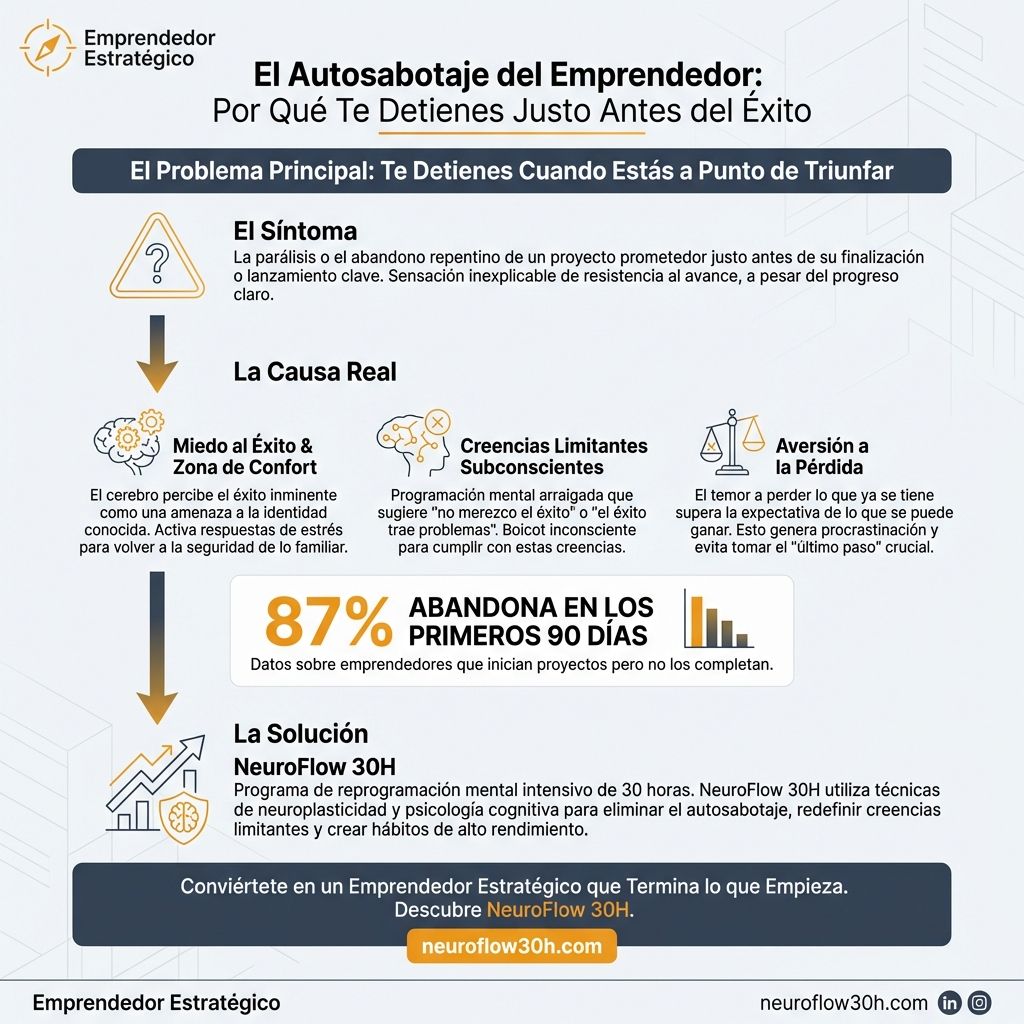 Infografía: El Autosabotaje del Emprendedor: Por Qué Te Detienes Justo Antes del Éxito