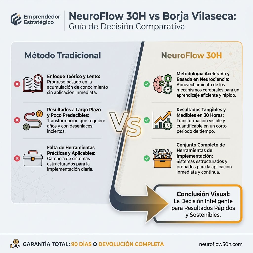 Infografía: NeuroFlow 30H vs Borja Vilaseca: Guía de Decisión Comparativa